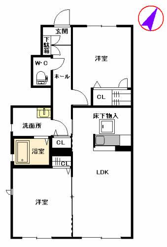 シャーメゾンアイ2(2LDK/1階)の間取り写真