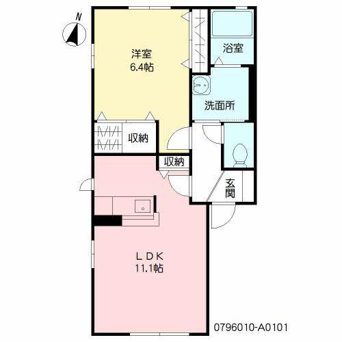 グレイスFUJI A(1LDK/1階)の間取り写真