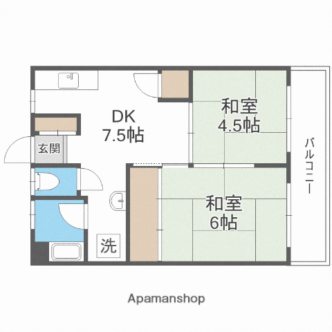 小笹カステリアA棟(2DK/3階)の間取り写真