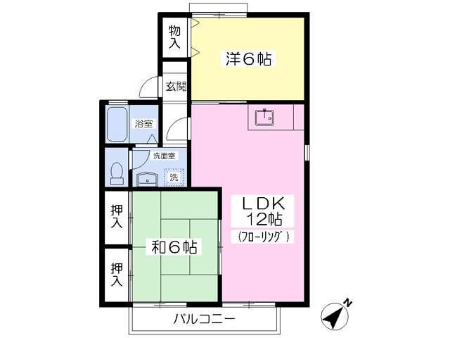 セジュールKASUGAA(2LDK/2階)の間取り写真