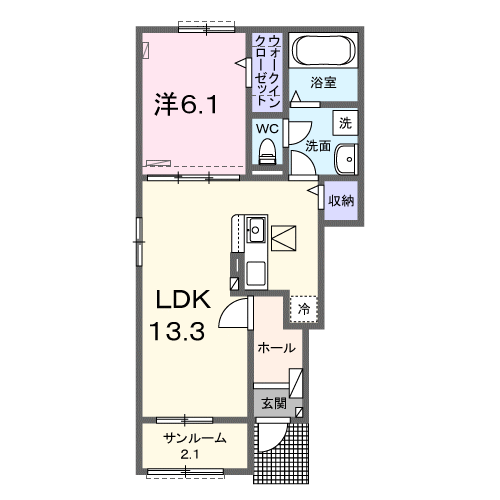 ロイヤルパーク(1LDK/1階)の間取り写真