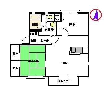 シャローム Ⅱ(2LDK/2階)の間取り写真