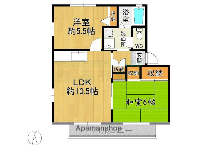 ラフォーレ原田(2LDK/2階)の間取り写真