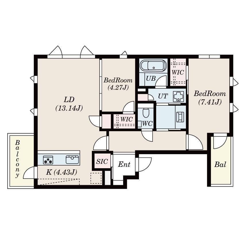 S-RESIDENCE平尾ウエスト(2LDK/5階)の間取り写真