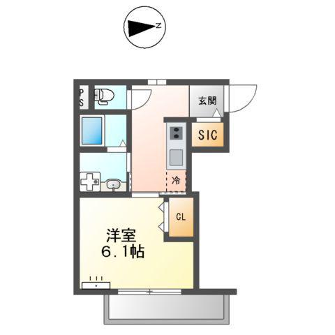 パシフィカ二日市駅前(1K/3階)の間取り写真