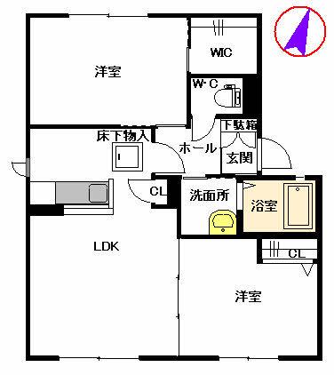 フェリシア(2LDK/1階)の間取り写真