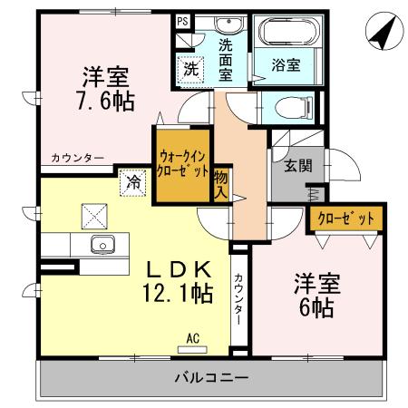 ジョアセジュール博多南2号館(2LDK/1階)の間取り写真