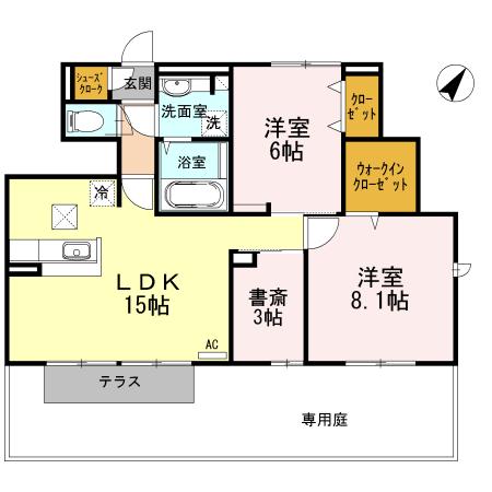 ディアコート(2LDK/1階)の間取り写真