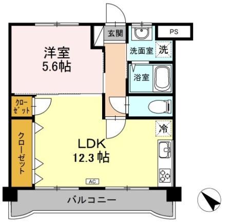大神第6ビル(1LDK/3階)の間取り写真