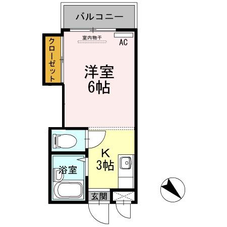 パシフィック白木原(1K/4階)の間取り写真