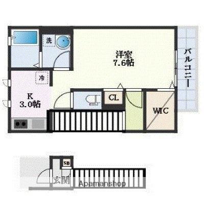 アムール椿(1K/2階)の間取り写真