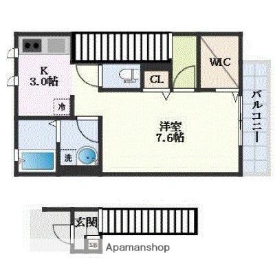 アムール椿(1K/2階)の間取り写真