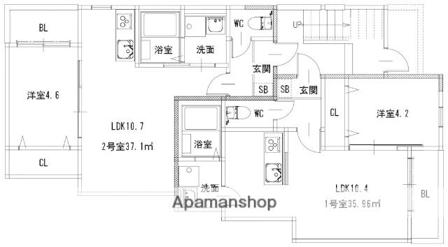 クリーク春日(1LDK/1階)の間取り写真