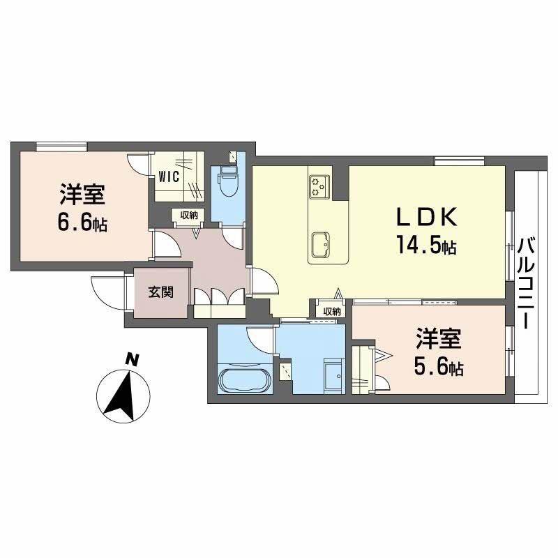 サン ウィステリア(2LDK/3階)の間取り写真