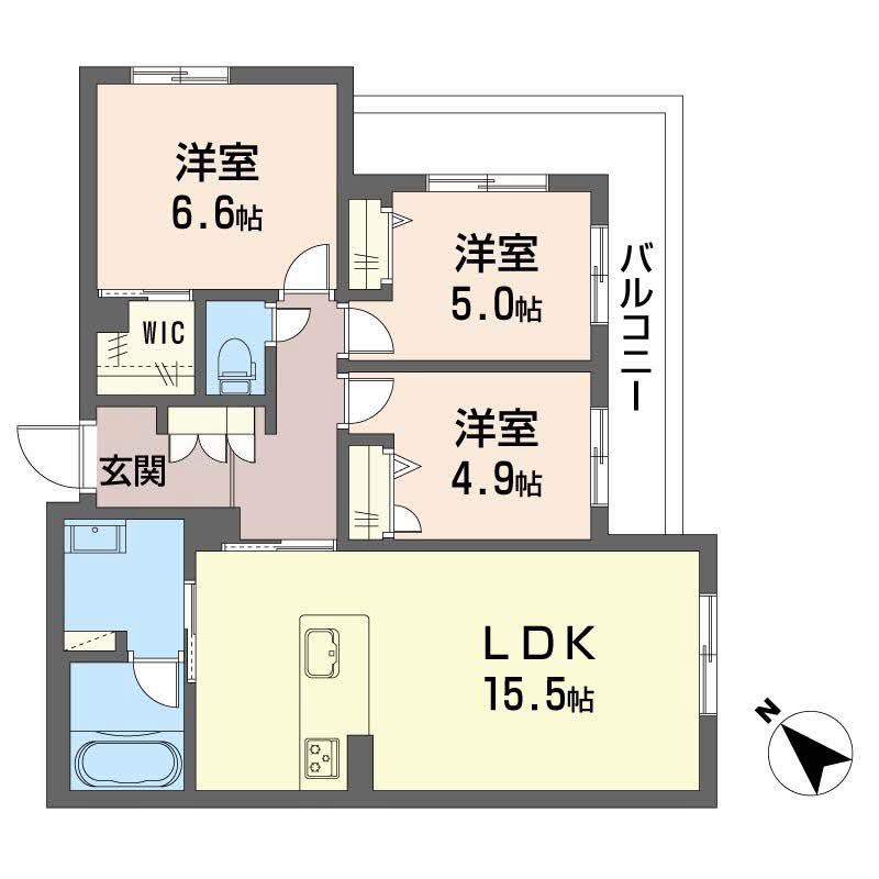 ボヤージュ春日(3LDK/3階)の間取り写真