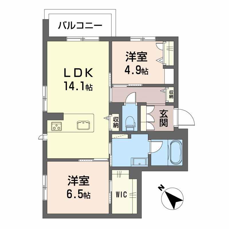 ボヤージュ春日(2LDK/1階)の間取り写真