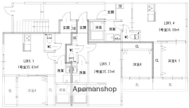 プレステージ高宮駅前(1LDK/3階)の間取り写真