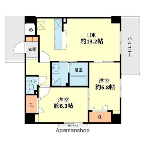 ブルージュ春日野(2LDK/2階)の間取り写真