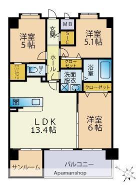 ETERUNO(3SLDK/4階)の間取り写真