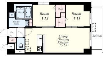 博多グランドレジデンス(2LDK/3階)の間取り写真