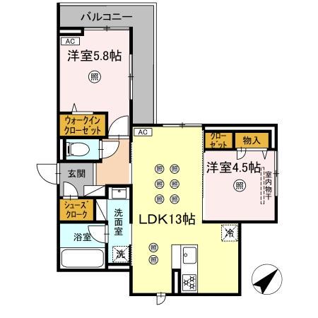 D-RESIDENCE光丘町A棟 A棟(2LDK/2階)の間取り写真