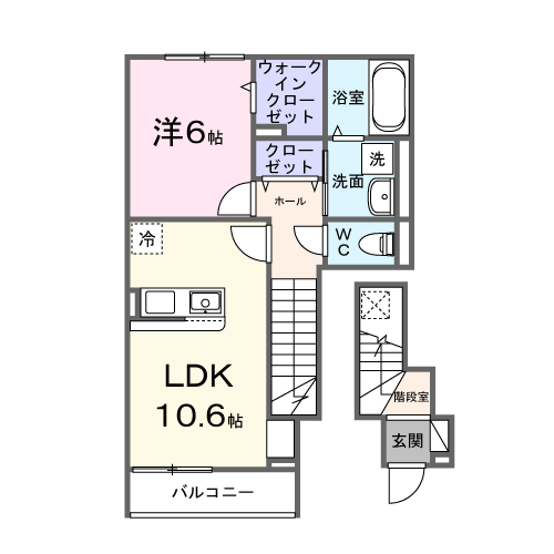 グレイス ケイ(1LDK/2階)の間取り写真