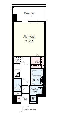 フランディオール桜並木(1K/5階)の間取り写真