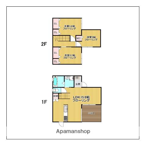 西鉄天神大牟田線 桜並木駅 徒歩8分 2階建 新築(3LDK)の間取り写真