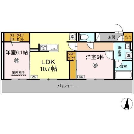 リヴィエール友丘(2LDK/2階)の間取り写真