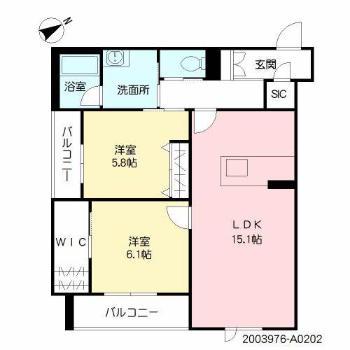 SHAMAISON山王公園(2LDK/2階)の間取り写真