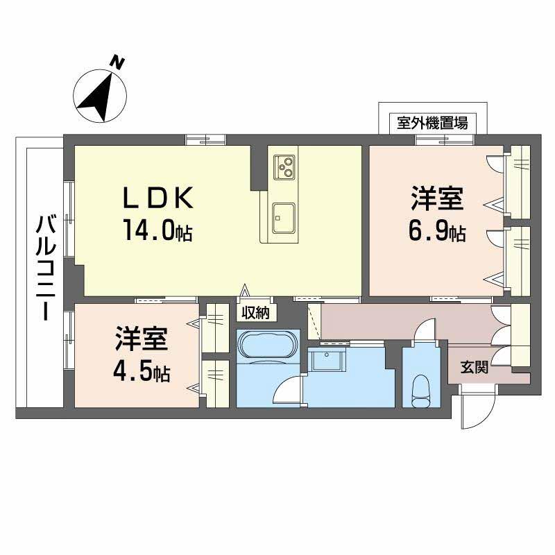 シャーメゾン上大利レジデンス(2LDK/3階)の間取り写真