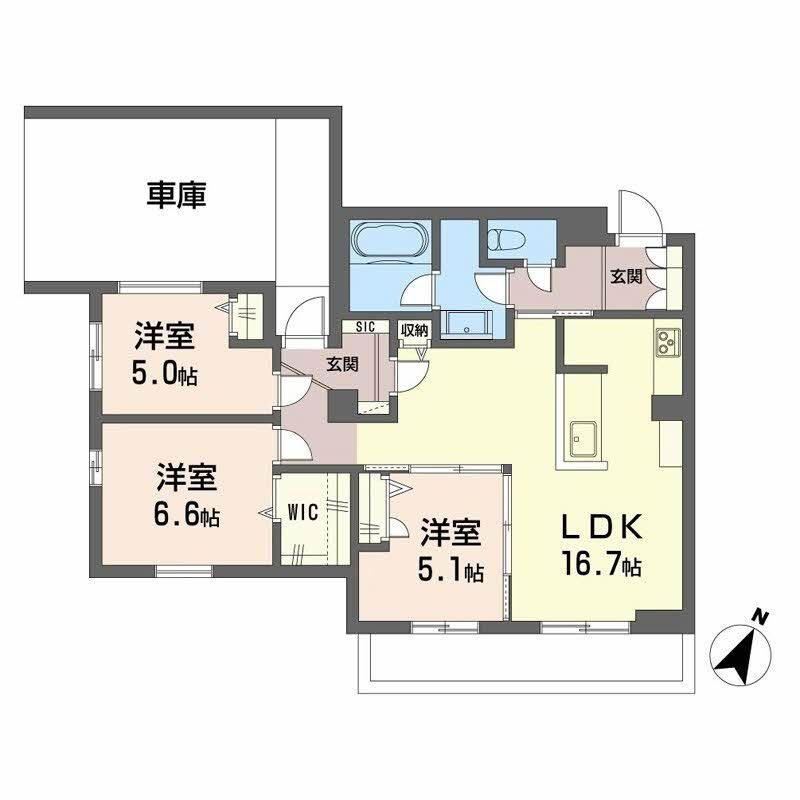 シャーメゾン上大利レジデンス(3LDK/1階)の間取り写真