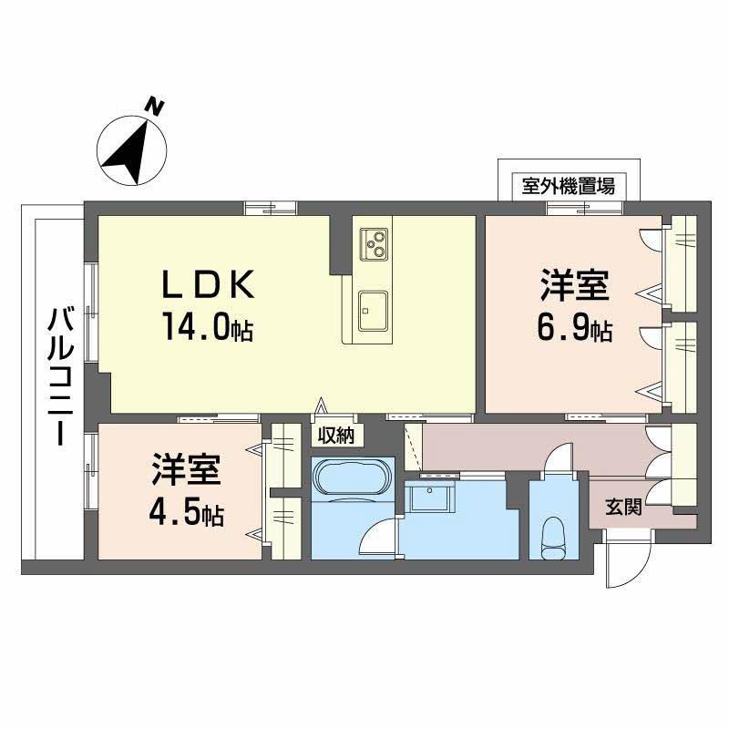 シャーメゾン上大利レジデンス(2LDK/2階)の間取り写真