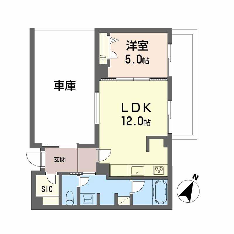 シャーメゾン上大利レジデンス(1LDK/1階)の間取り写真