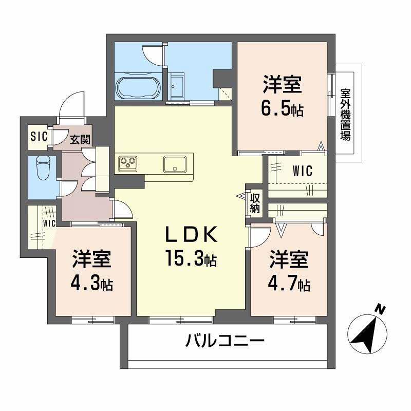 シャーメゾン上大利レジデンス(3LDK/2階)の間取り写真