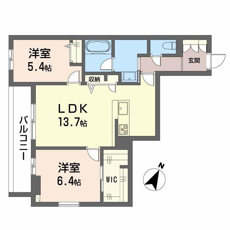 シャーメゾン上大利レジデンス(2LDK/2階)の間取り写真