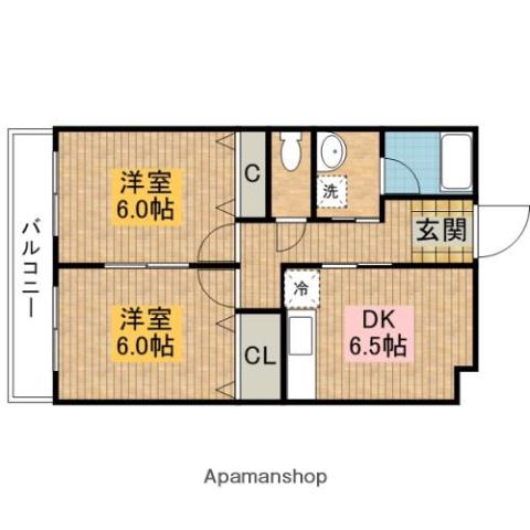 アミザージ波多江(2DK/4階)の間取り写真