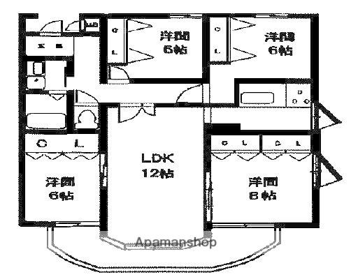 ハイフォルム寺塚Ⅱ(3LDK/1階)の間取り写真