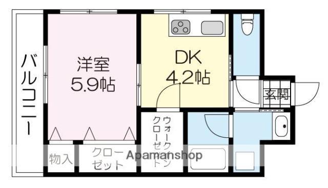 ROOX高宮(1DK/2階)の間取り写真