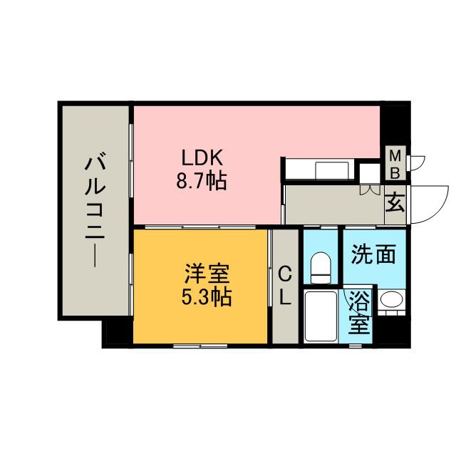 サンシティ駅南(1LDK/8階)の間取り写真