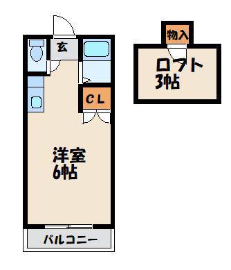セーヌ千早Ⅳ(ワンルーム/2階)の間取り写真