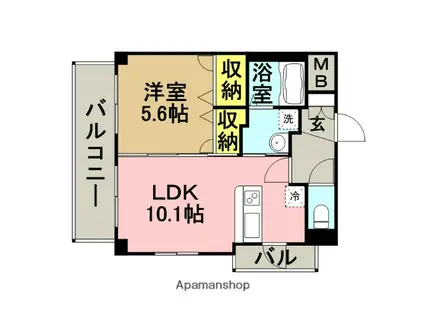 ラヴェリテ筑紫通(1LDK/2階)の間取り写真