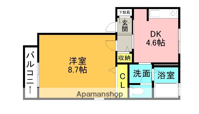 ディアス井尻(1DK/2階)の間取り写真