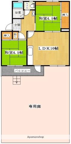 藤和長丘コープ(2LDK/1階)の間取り写真