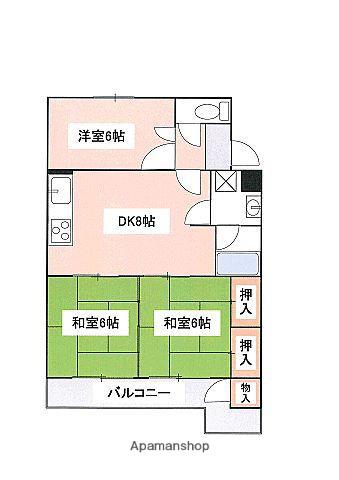 エメラルドマンション東那珂(3DK/4階)の間取り写真
