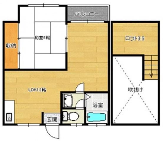 シティベール桧原(1LDK/2階)の間取り写真