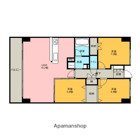アイランドシティインフィニガーデンサウス棟(3LDK/14階)の間取り写真