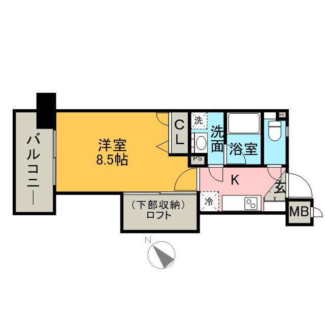 アクタス博多ステーションタワー(1K/6階)の間取り写真