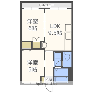 篠隈ビル(2LDK/1階)の間取り写真