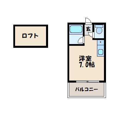 ツインリッチ和白東B(ワンルーム/1階)の間取り写真